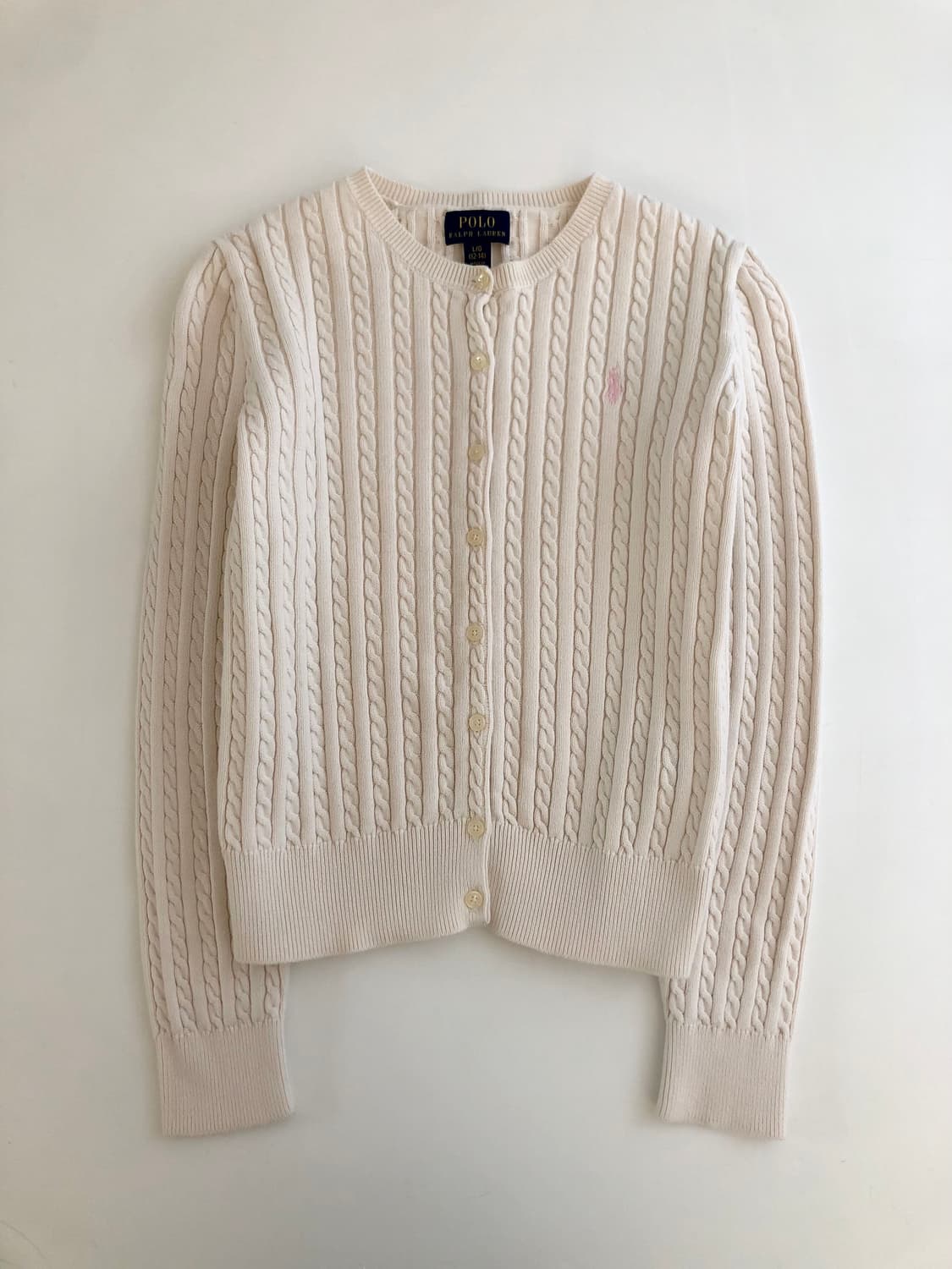 Polo 폴로 랄프로렌 QR 신형 아이보리 컬러 걸즈 케이블 가디건 상품이미지1