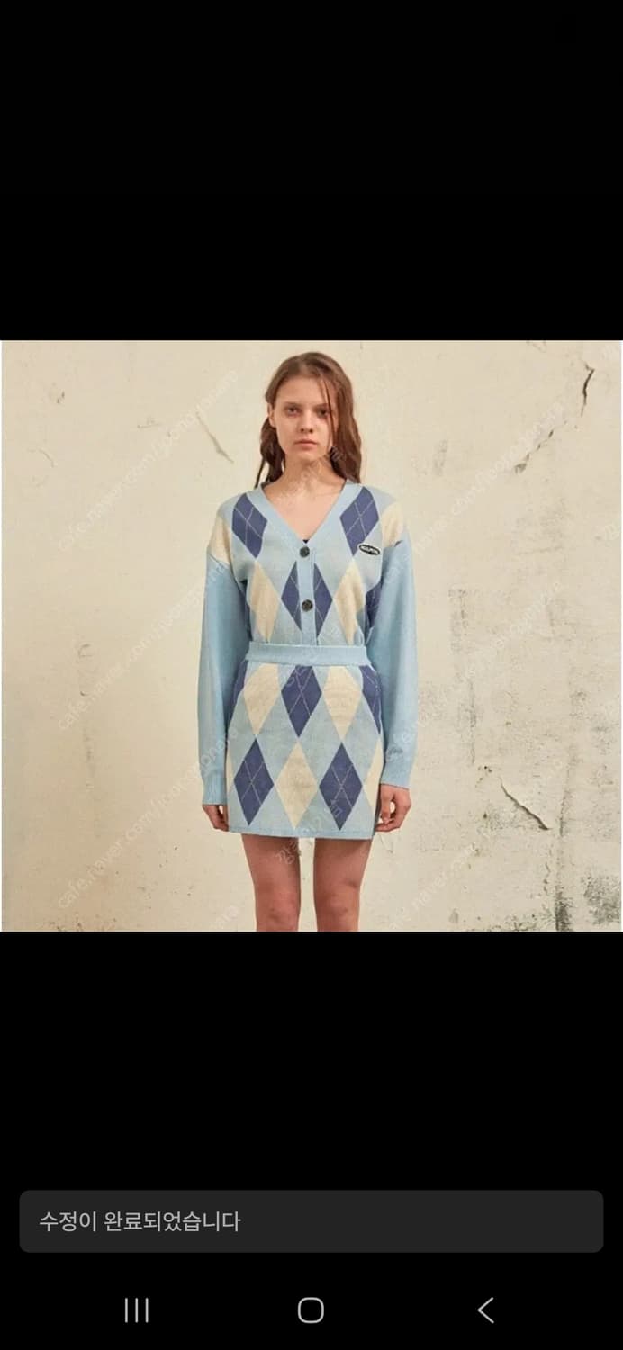 스컬프터 아가일 니트 가디건 스커트 세트 상품이미지1