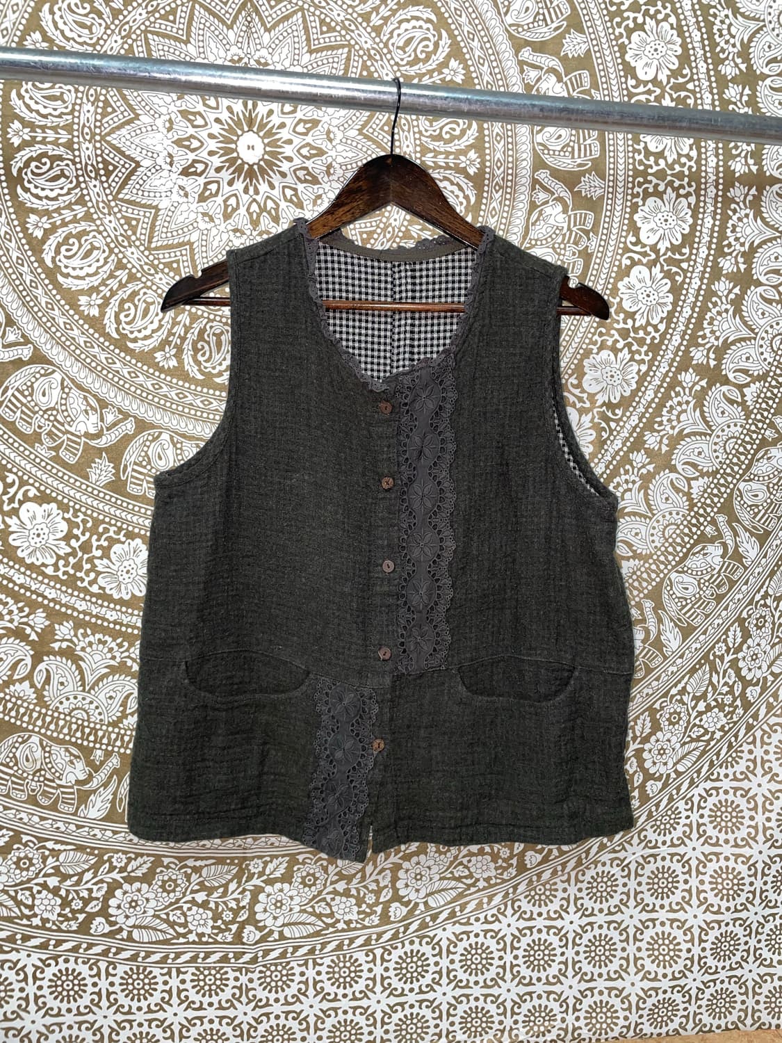 빈티지 여성 레이스 디테일 베스트 자켓  상품이미지3