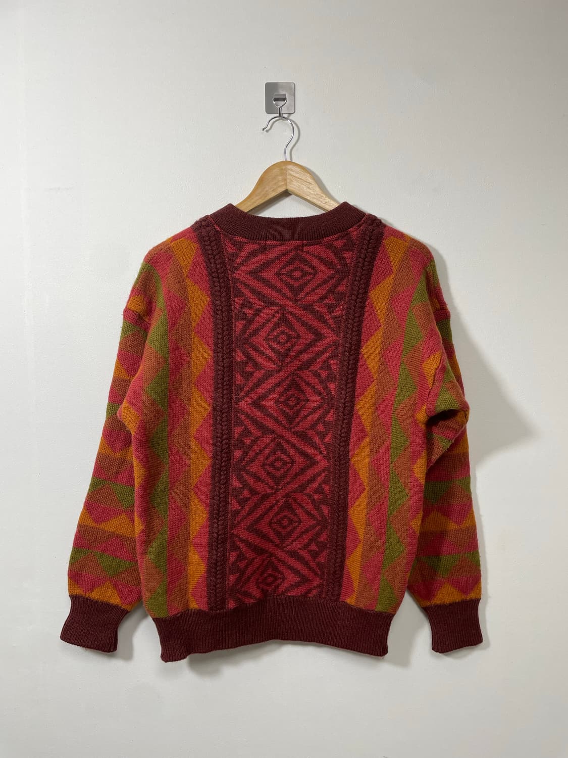 일본빈티지 기하학 패턴 니트 M - K17 상품이미지2