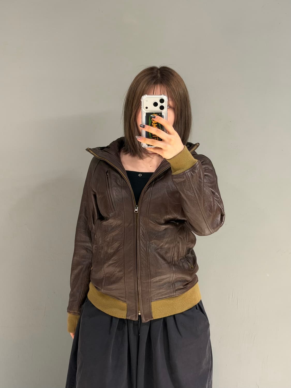 goat skin hood leather jacket 상품이미지1