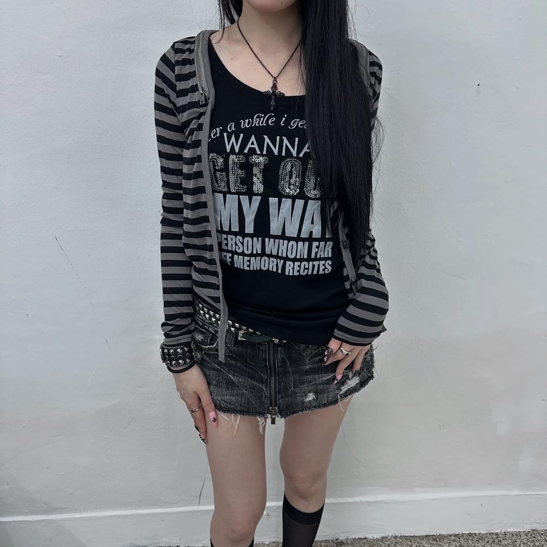 Y2K stripe cardigan long sleeve 상품이미지2