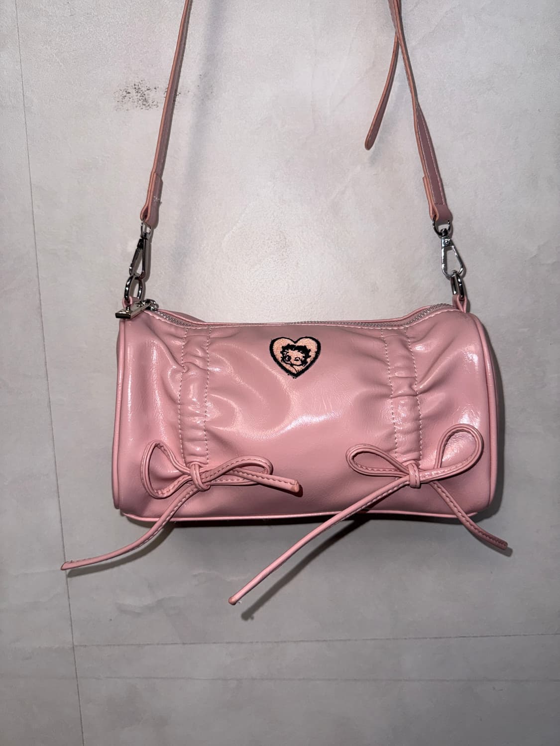 BettyBoop baby pink ribbon shirring 크로스백 상품이미지2