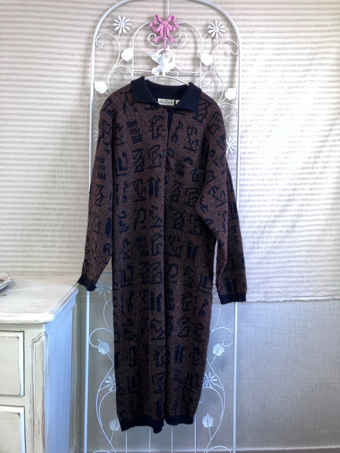 빈티지 브라운 보헤미안 니트 원피스 y2k 스트릿 갸루 펑키 일본빈티지 상품이미지1