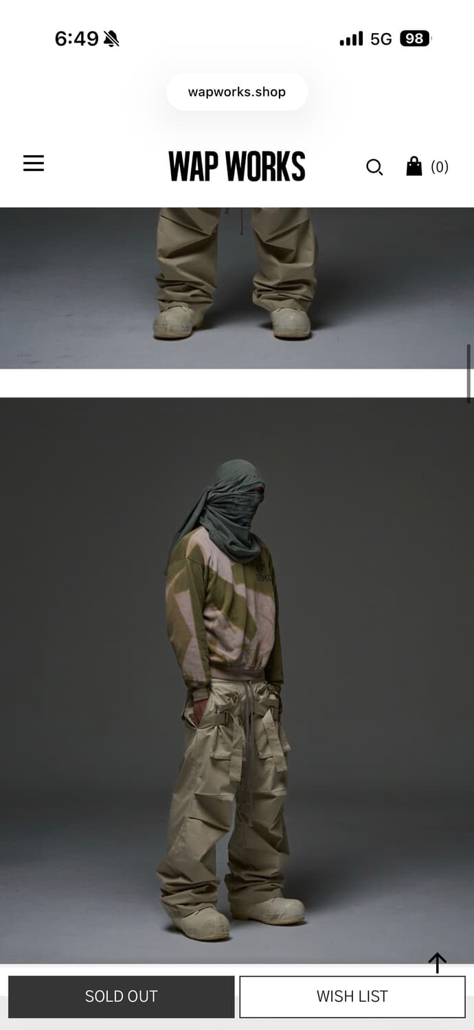 WAP WORKS 와이드 세이프티 카고 팬츠 베이지 상품이미지8