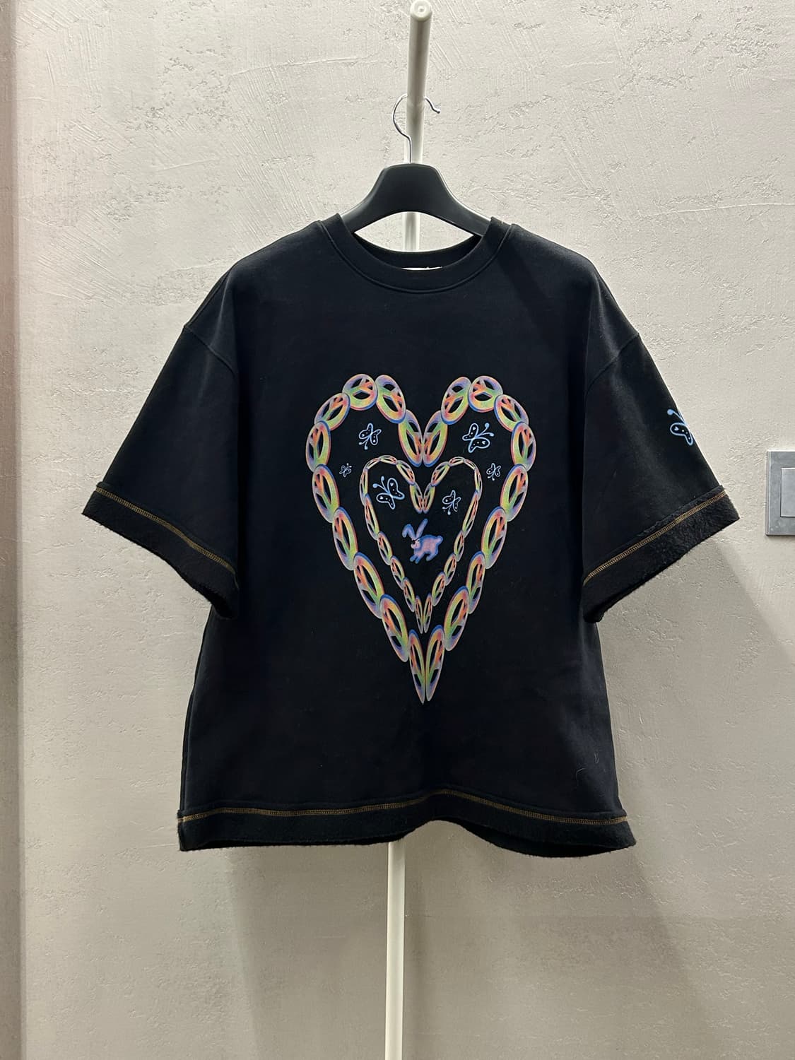 비건타이거 하트 래빗 반팔 티셔츠 블랙 상품이미지2