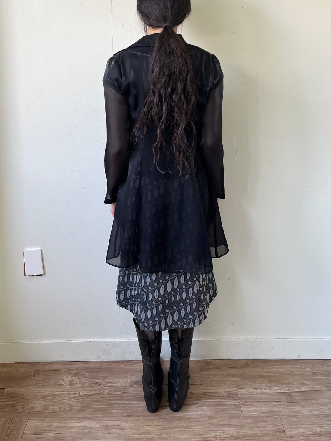 witway 블랙 시스루 롱 셔츠 상품이미지10