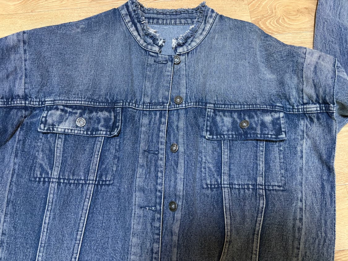 빈티지 언발란스 크롭 청자켓 상품이미지3