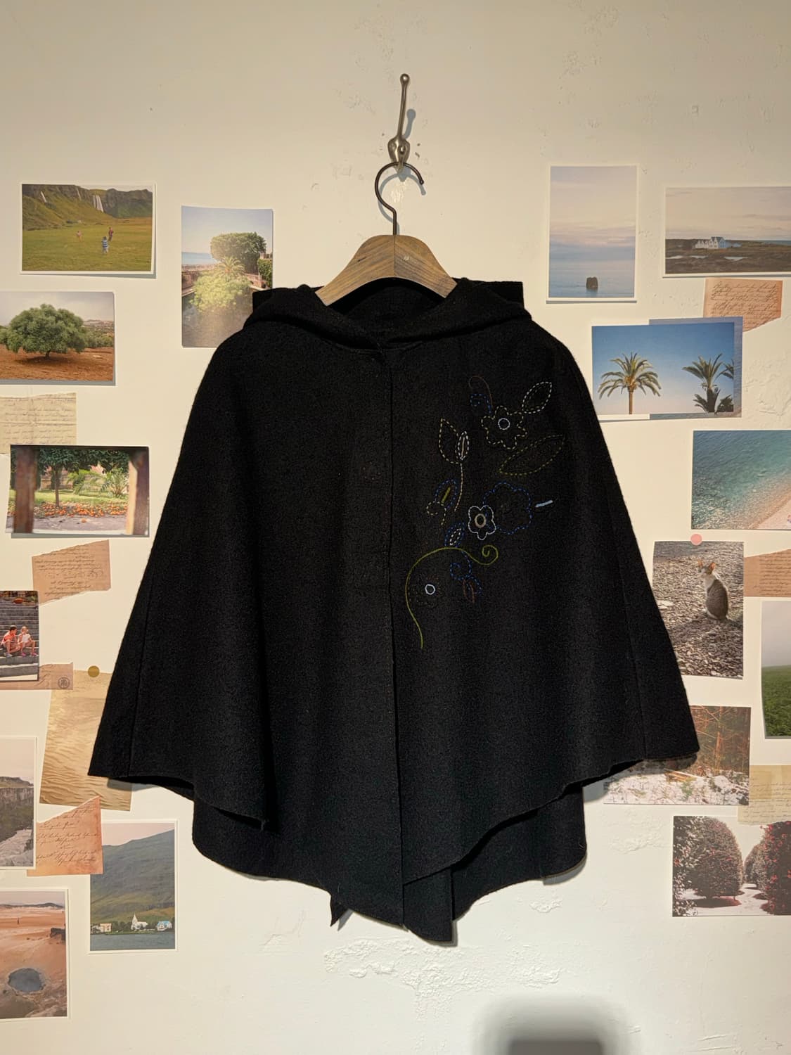 꽃 스티치 후드 케이프 상품이미지1