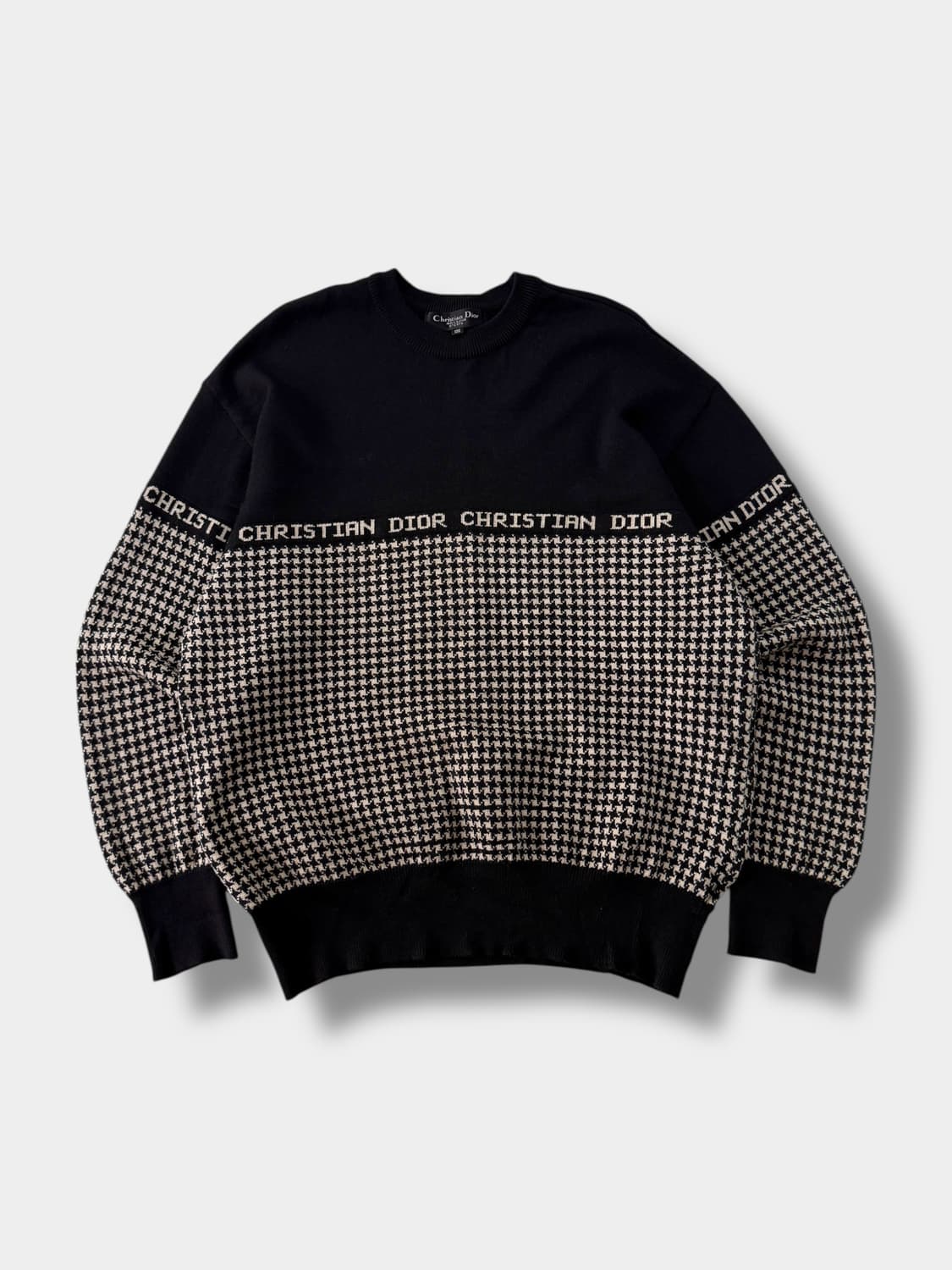 크리스챤 디올 루즈핏 90‘s 하운드투스 체크 패턴 울 니트 상품이미지1