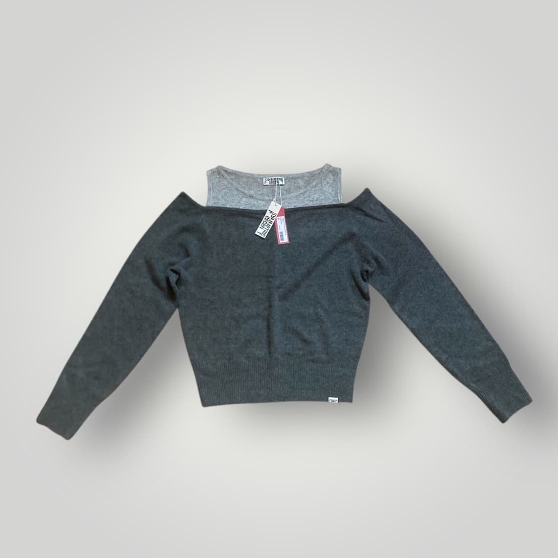 시메트릭퍼센트 컬러 믹스 오프숄더 니트탑 상품이미지5