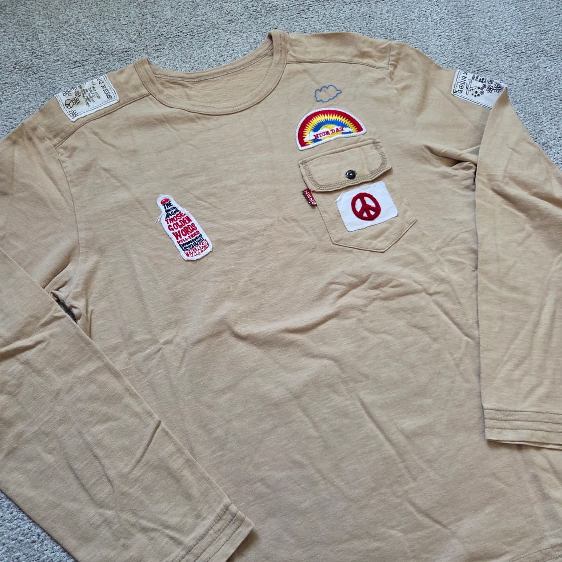 Peace Core 빈티지 패치 긴팔 티셔츠 L(100) 상품이미지2