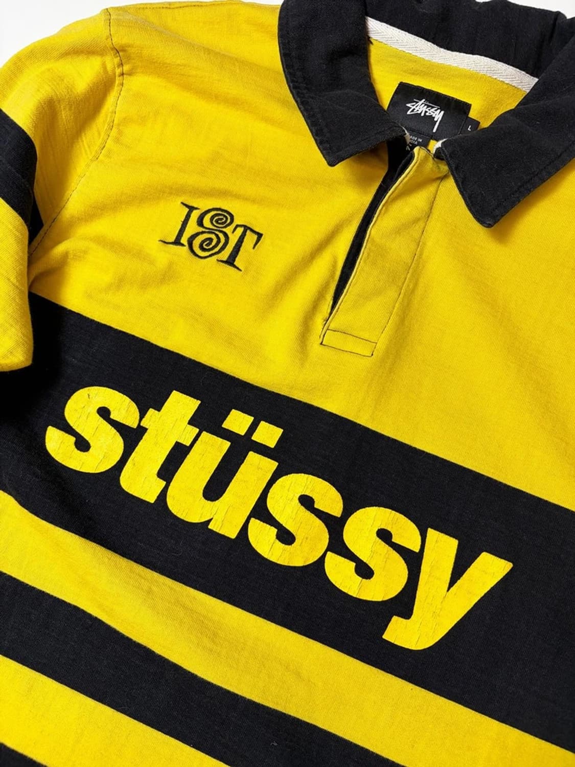 스투시 STUSSY 옐로우 스트라이프 팀 럭비 셔츠 PN9265 상품이미지4