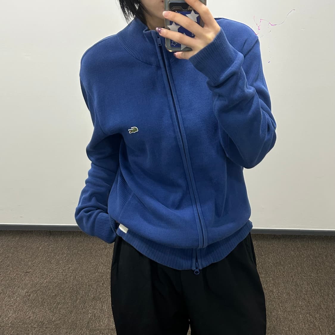 Lacoste 라코스테 스몰 로고 딥블루 니트 집업  상품이미지2
