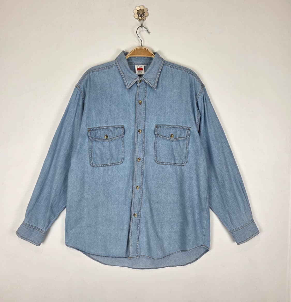 90's 올드 피넛츠 스누피 자수 데님셔츠 상품이미지2