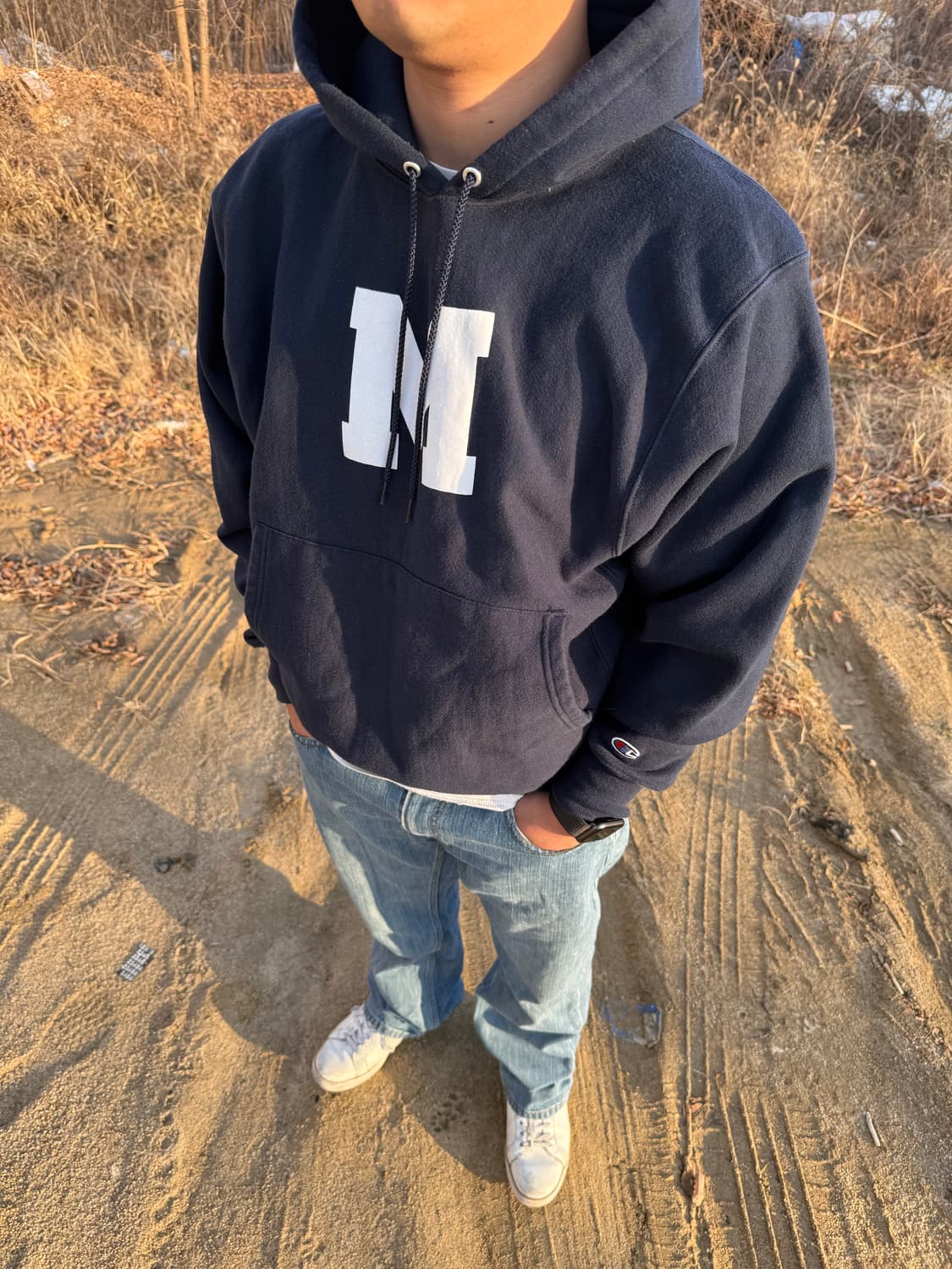 90-00‘s Champion 챔피온 리버스위브 M 로고 후드 상품이미지5