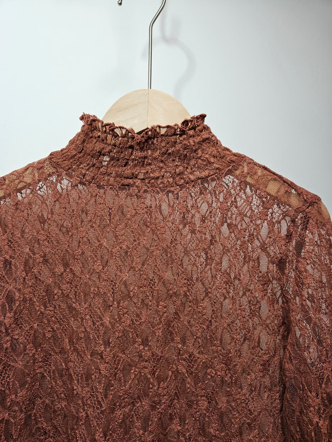 레이스 시스루 스판 티블라우스 로즈핑크 상품이미지2