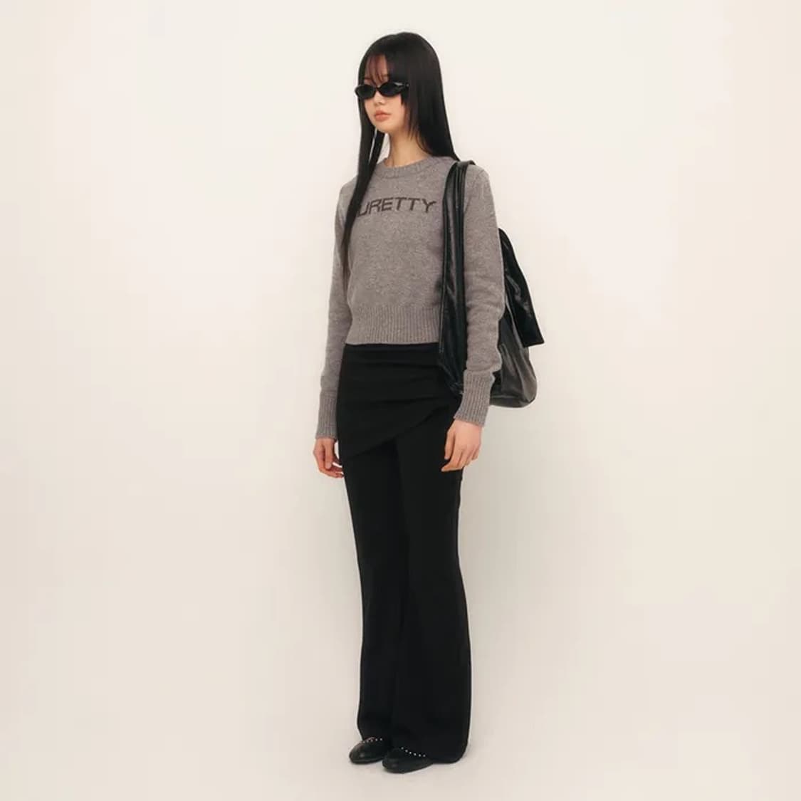 큐리티 로고 베이직 니트 그레이 상품이미지2