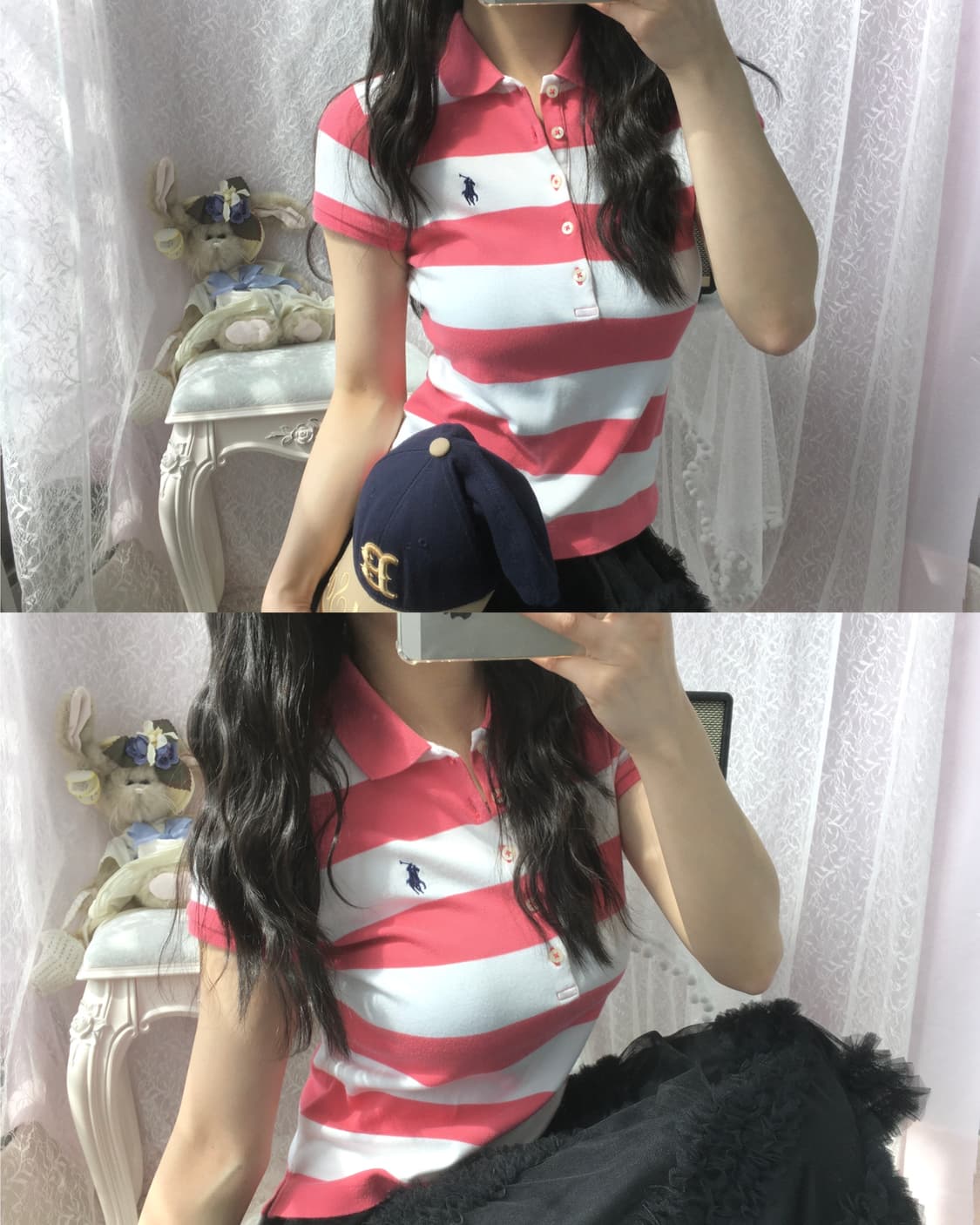 Polo pink stripe half tee 상품이미지2