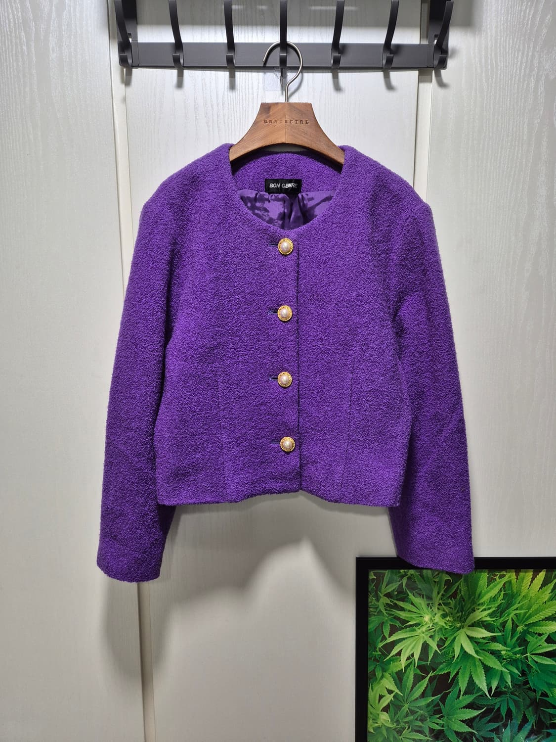 (세일)JPN빈티지 BON GENRE 퍼플 트위드 자켓 상품이미지1