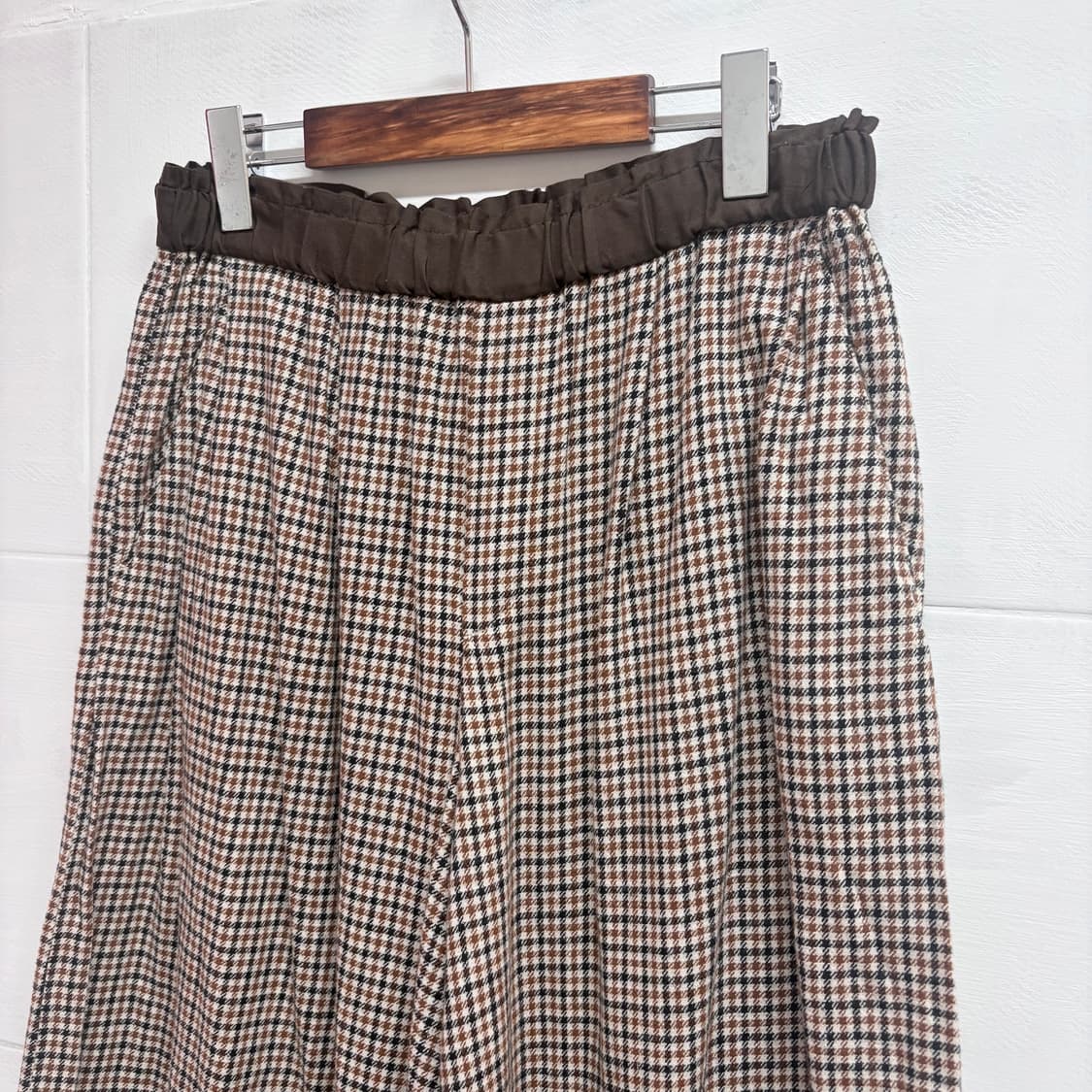 브라운 밴딩 체크 와이드 팬츠  상품이미지2