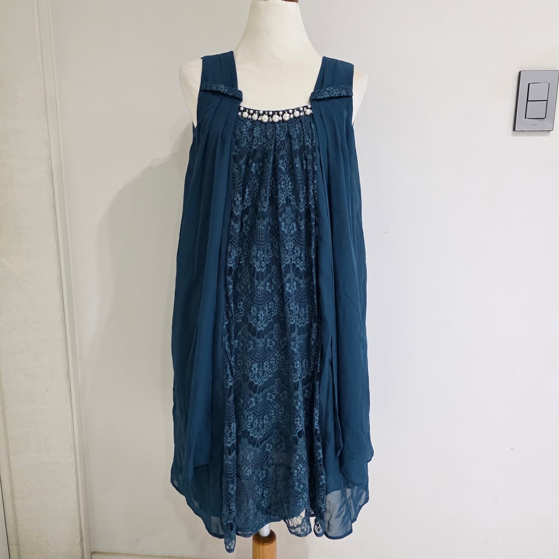 그린 모리걸 레이스진주 쉬폰 원피스 상품이미지5