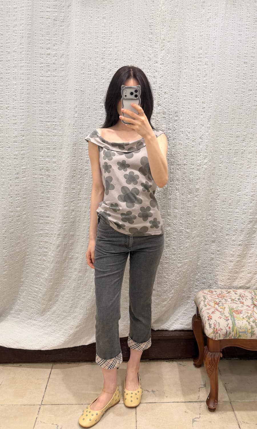 grey floral sleelveless 상품이미지3