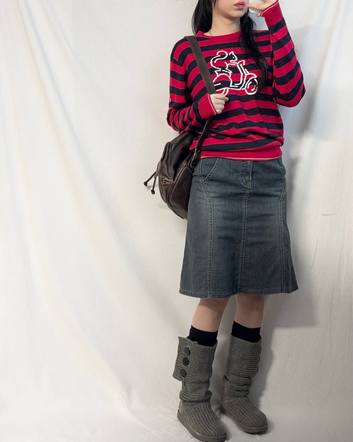 캘러웨이 다람쥐 스트라이프 패턴 울 블렌디드 니트 상품이미지7