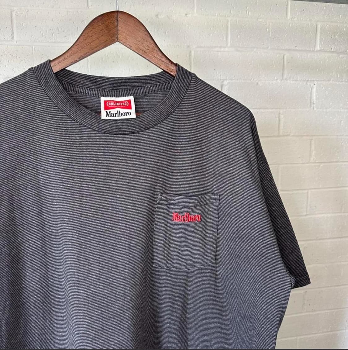 90‘s 빈티지 Marlboro 스트라이프 포켓 티셔츠 XL 상품이미지2