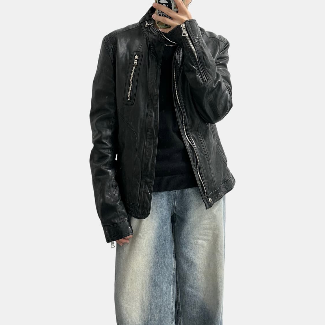 vintage 빈티지 슬림핏 양가죽 레더자켓 상품이미지3