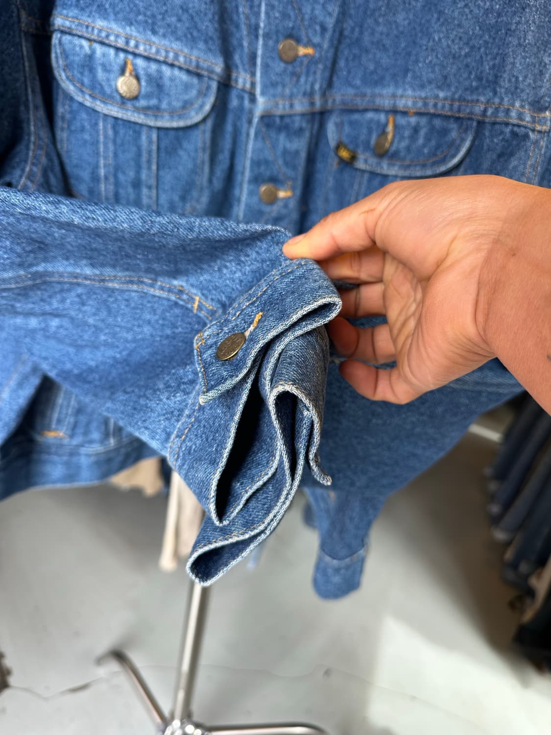 90s 리 Lee 핸드커스텀 데님 트러커 자켓 made in usa 상품이미지6