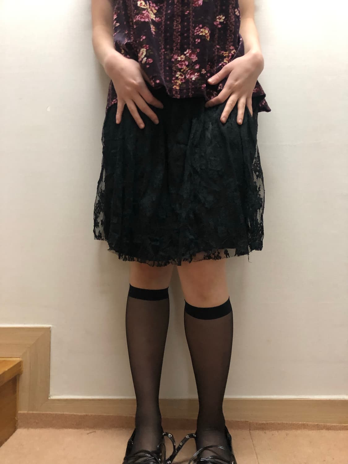 빈티지 블랙 레이스 미니 스커트 상품이미지1