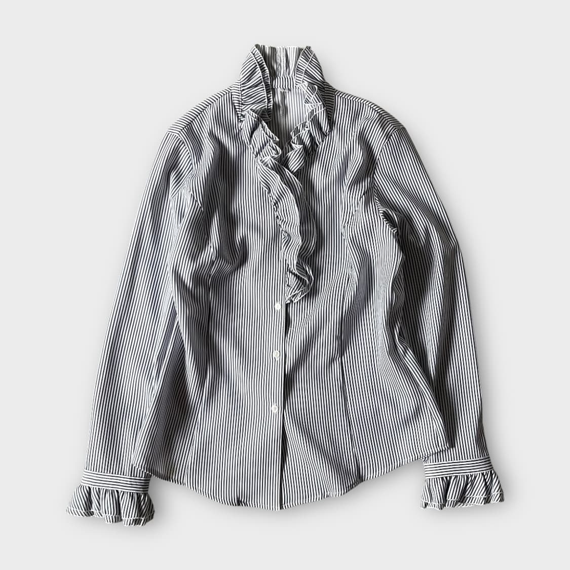 Japanese Vintage . 스트라이프 프릴 블라우스 상품이미지1