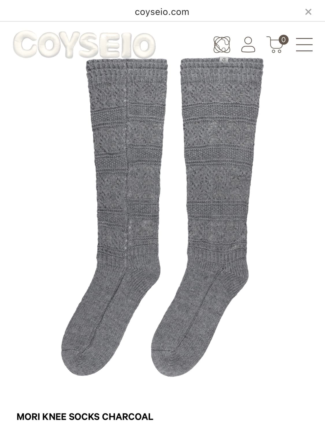 코이세이오 MORI KNEE SOCKS CHARCOAL 상품이미지1