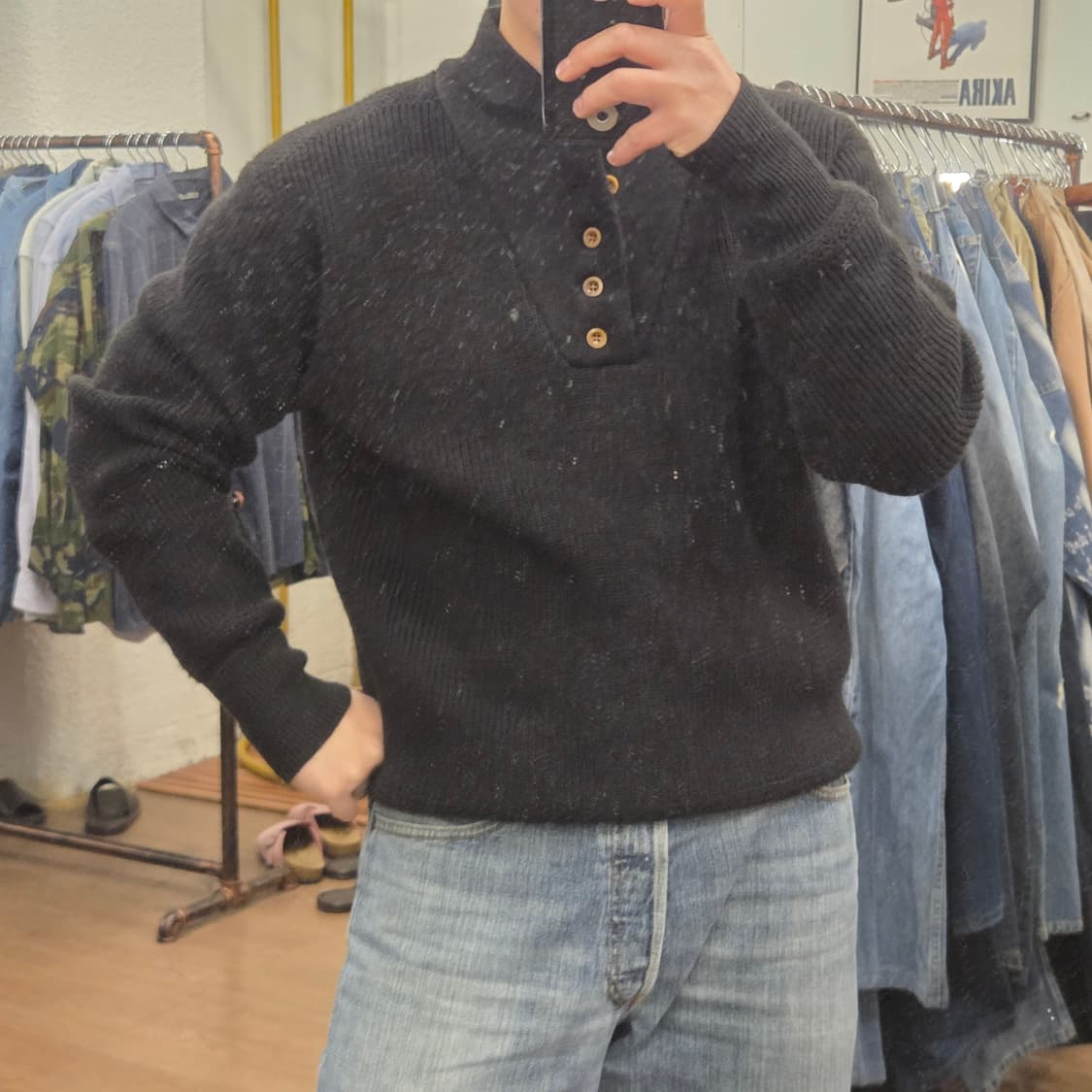 브론슨 미 육군 5버튼 니트 블랙 40 상품이미지6