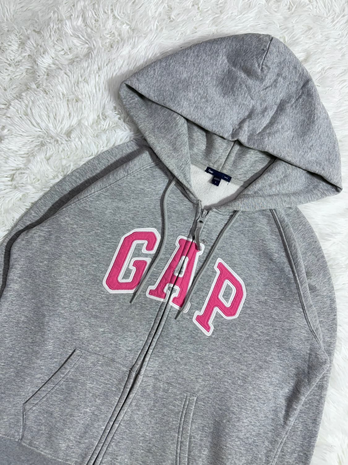 GAP 갭 핑크 빅로고 그레이 후드집업  상품이미지3