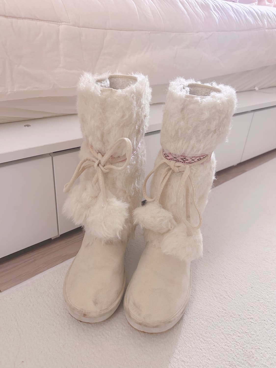 리즈리사 고전 핀터 폼폼이 퍼 부츠 라떼갸루 히메갸루 상품이미지1