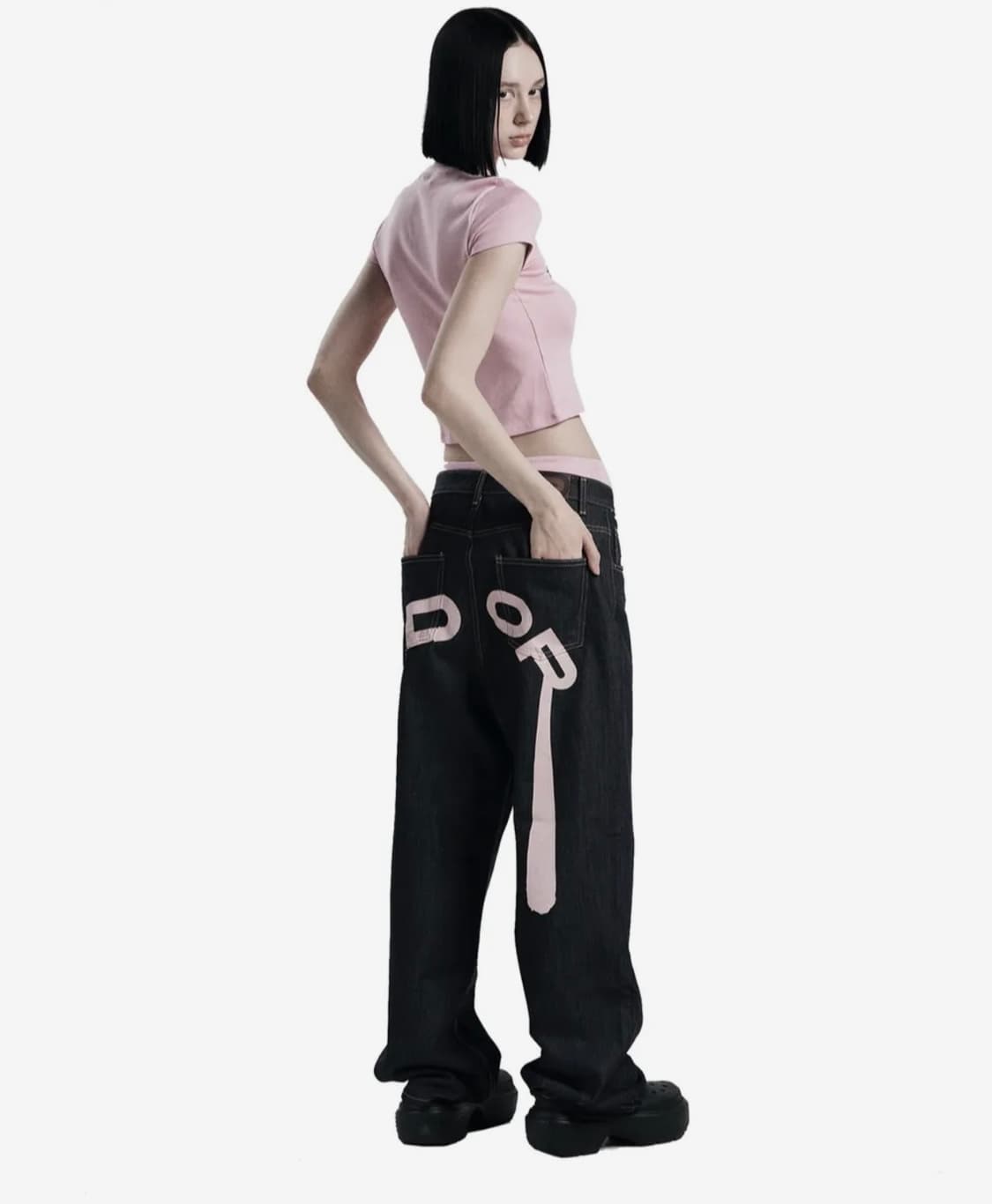 Logo drop denim in pink 상품이미지1