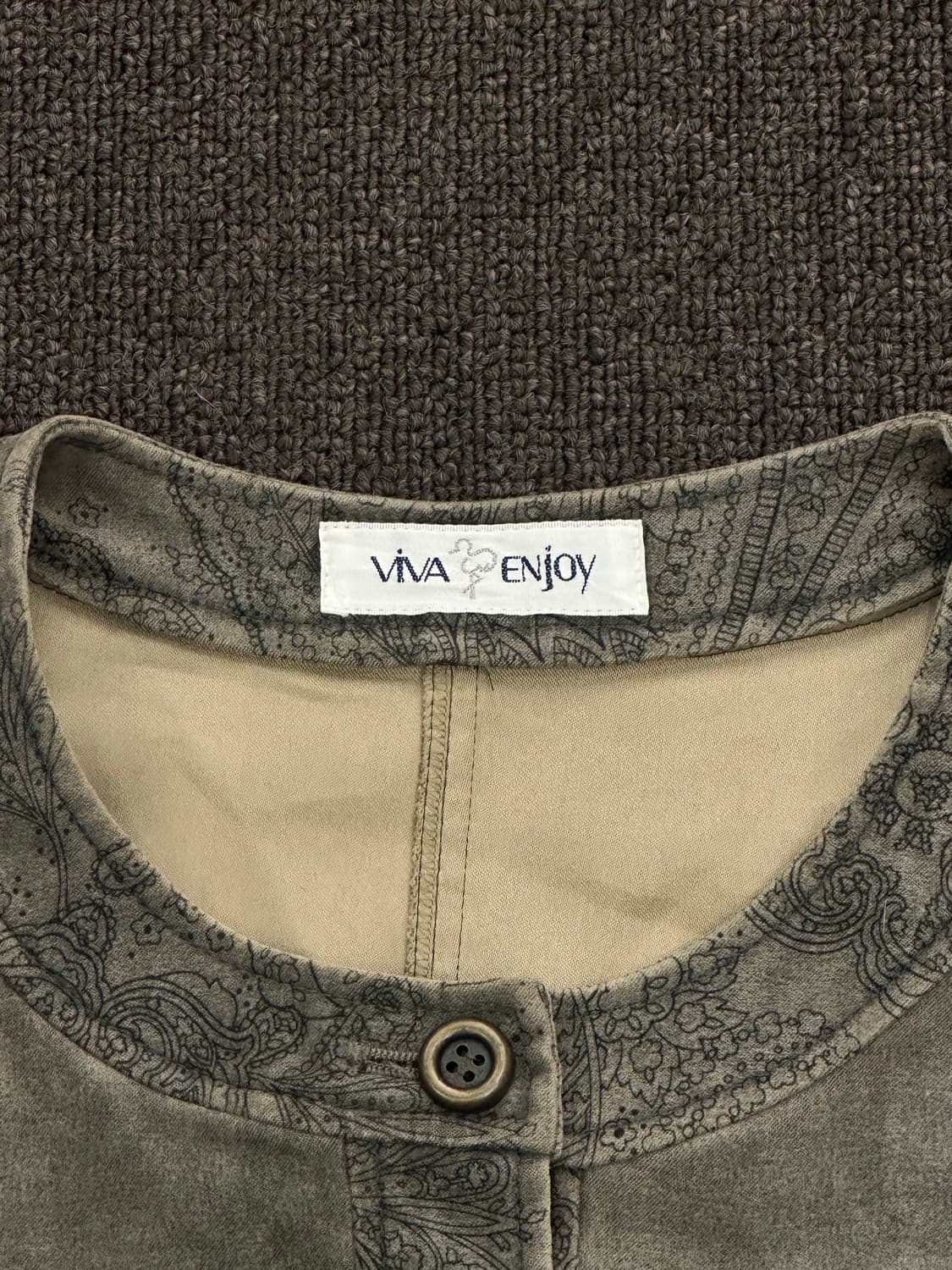 15)Japanese vintage 여성 벨벳 패턴 디테일 라운드넥 자켓 상품이미지3