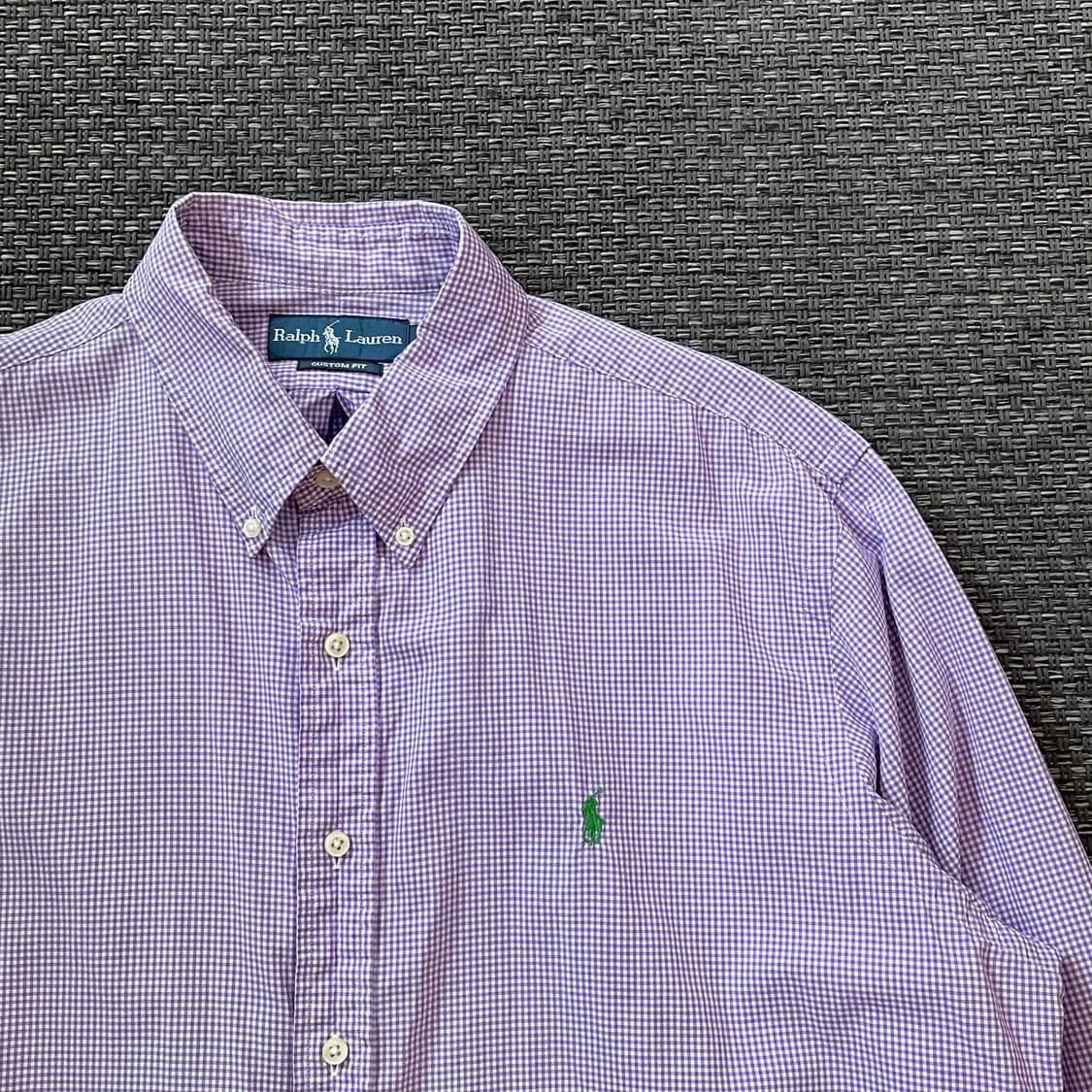 폴로 랄프로렌 파스텔퍼플 깅엄체크 긴팔 셔츠 XL 상품이미지4