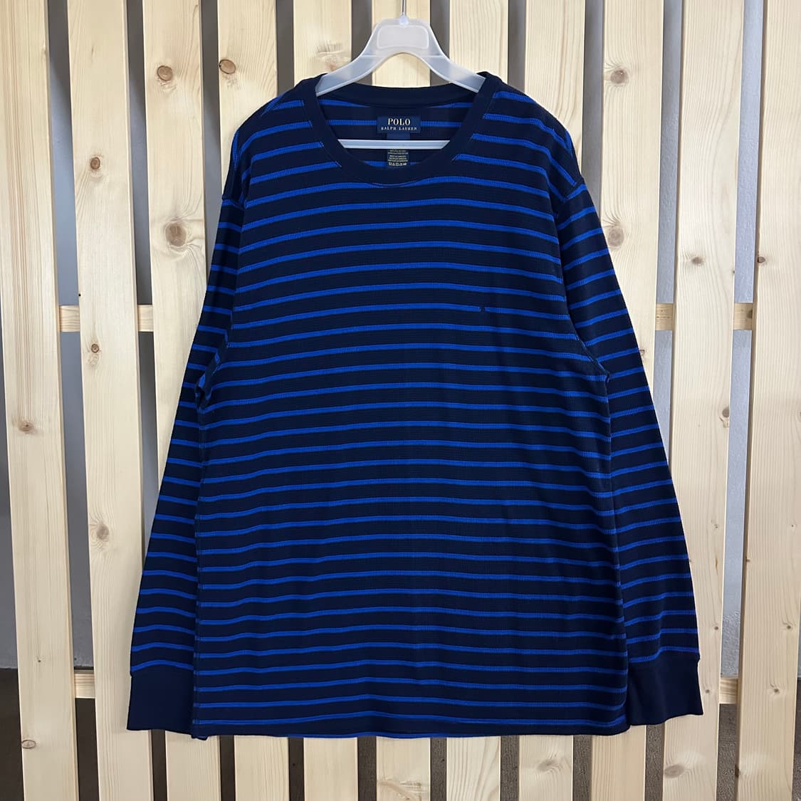 (XL) 폴로 랄프로렌 네이비 스트라이프 와플 롱슬리브 티셔츠 상품이미지1