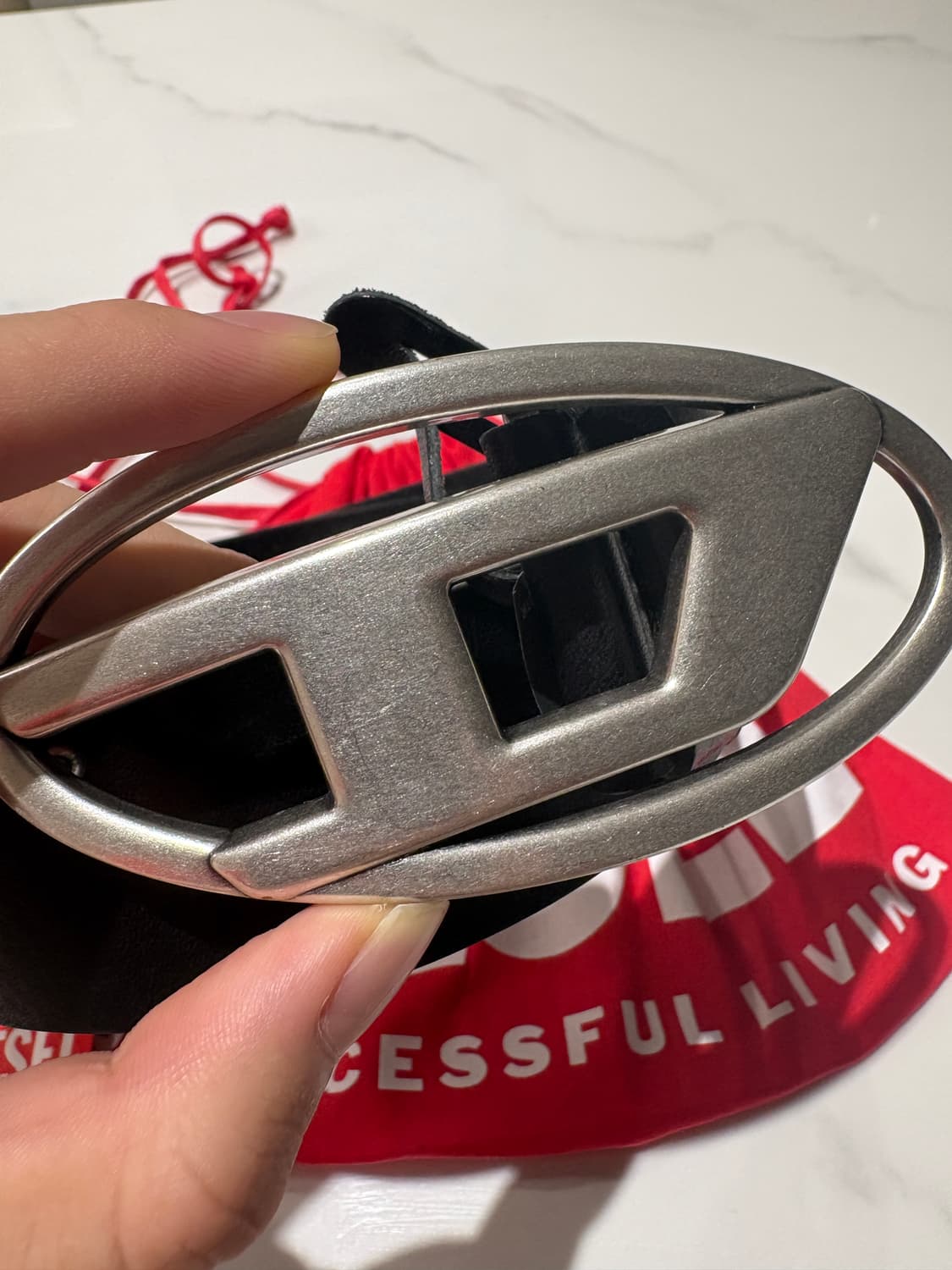 디젤 레더 벨트 D 버클 블랙 상품이미지3