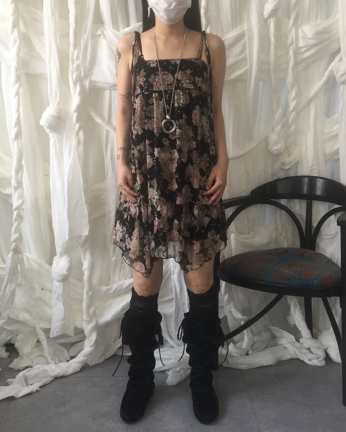 Rosa cheri flower pattern sleeveless one 상품이미지7