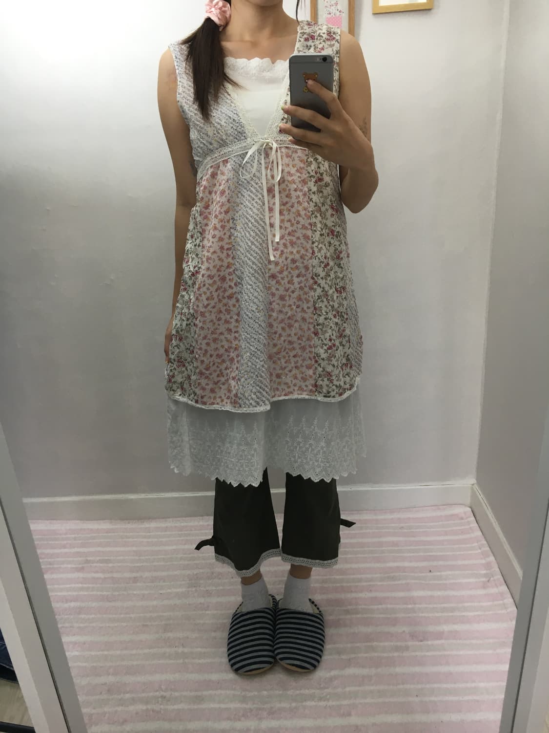 핑크 플라워 패치 슬리브리스 상품이미지9