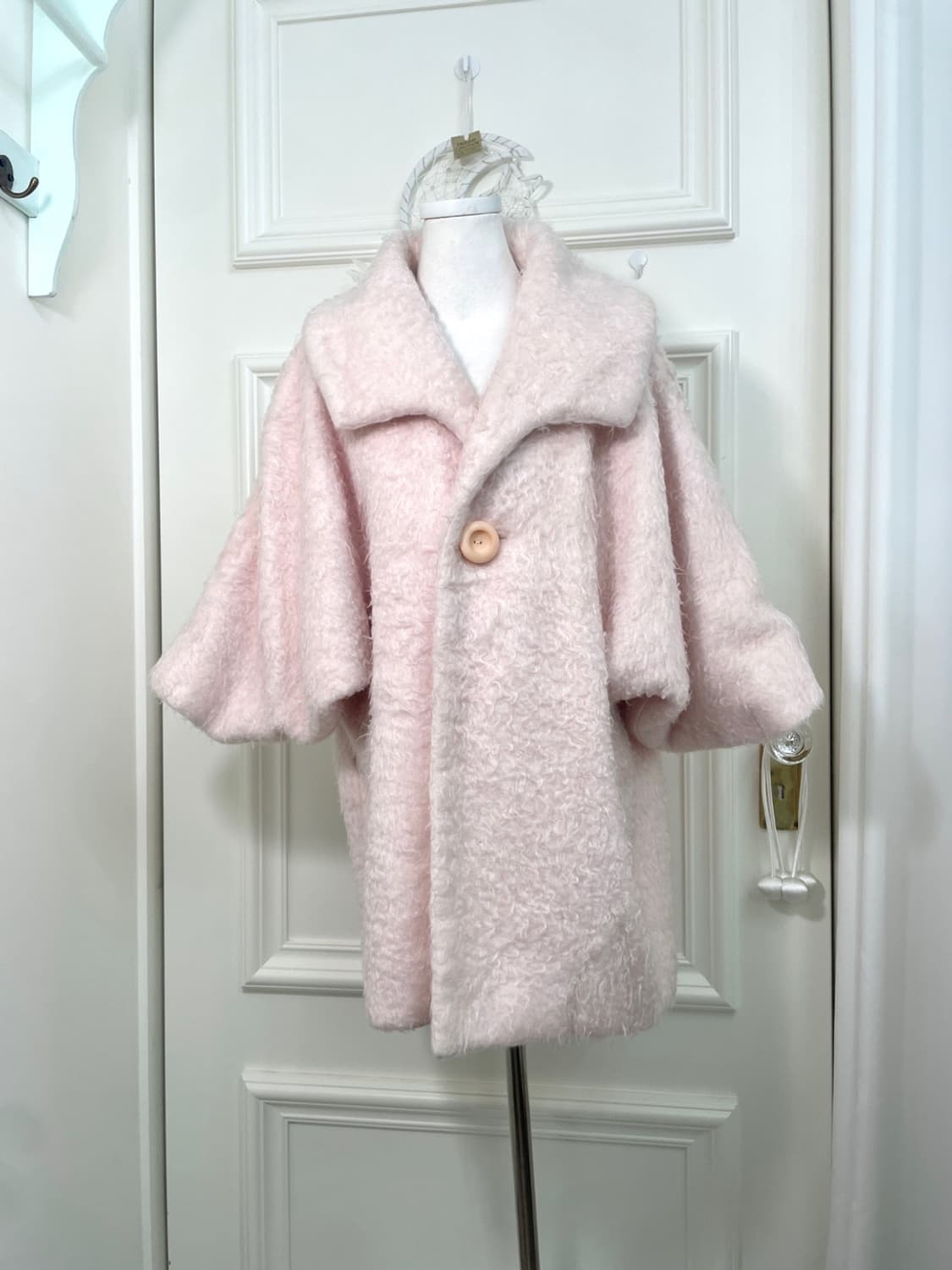 pink boucle hairy lovely midi coat 상품이미지1