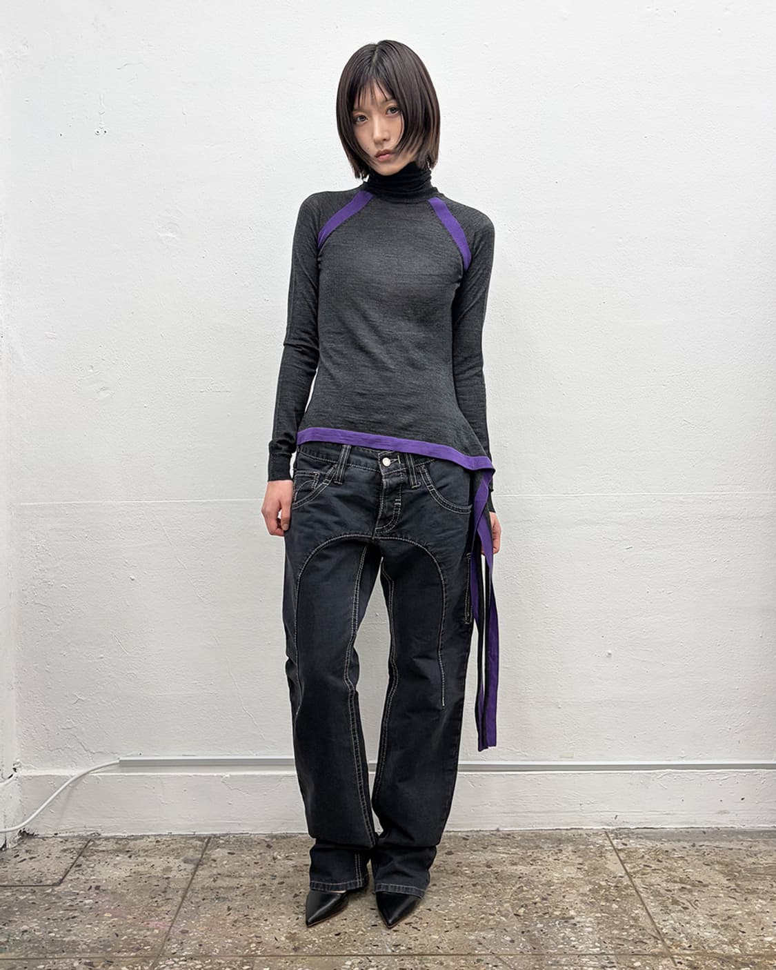 휴고 보스 헴-타이 파이핑 디테일 터틀넥 니트 상품이미지7