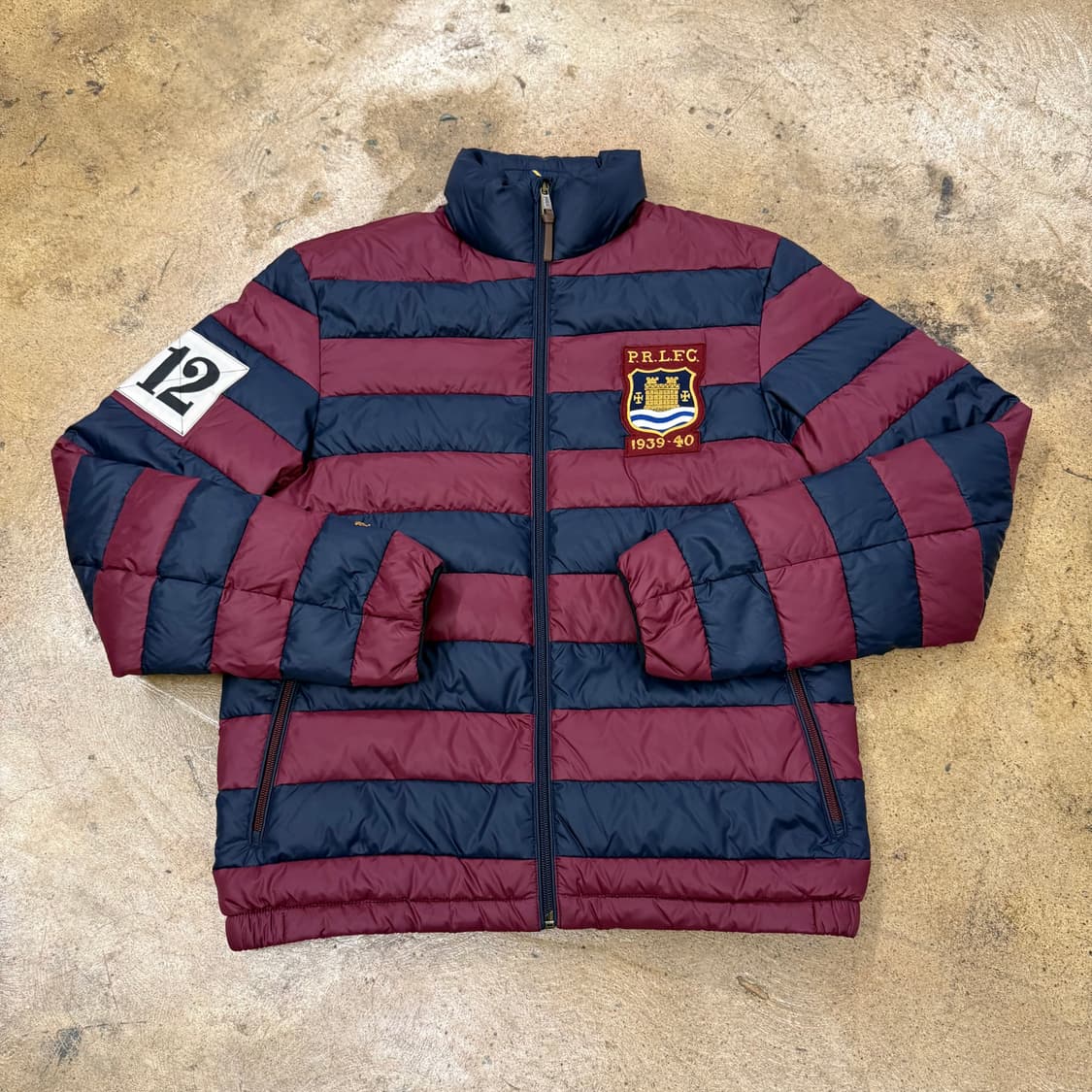 폴로 랄프로렌 스트라이프 네이비 버건디 숏패딩  상품이미지2