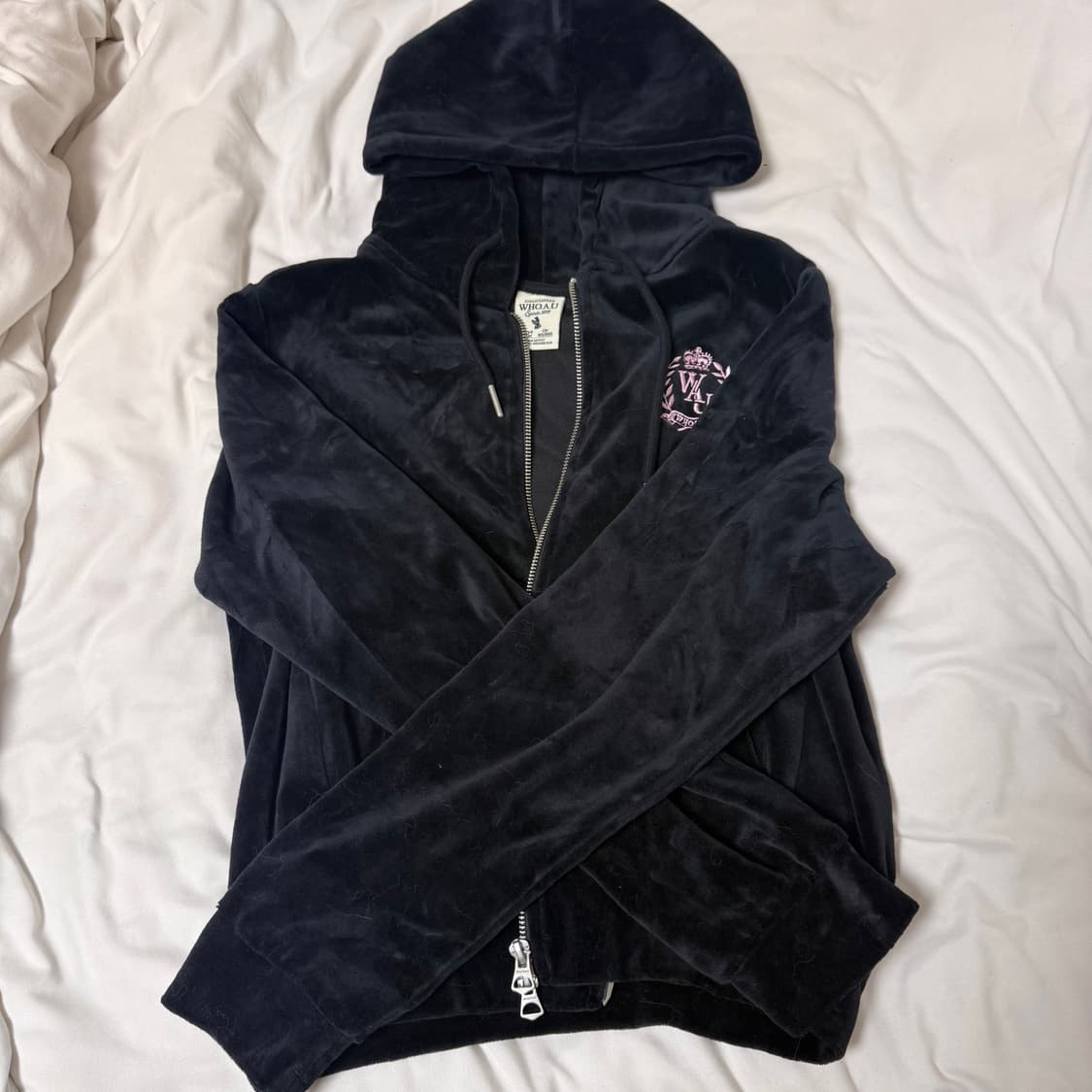 후아유 블랙 벨벳 크롭 후드 집업 초희귀 대다장 딸기우유 갸루 상품이미지1