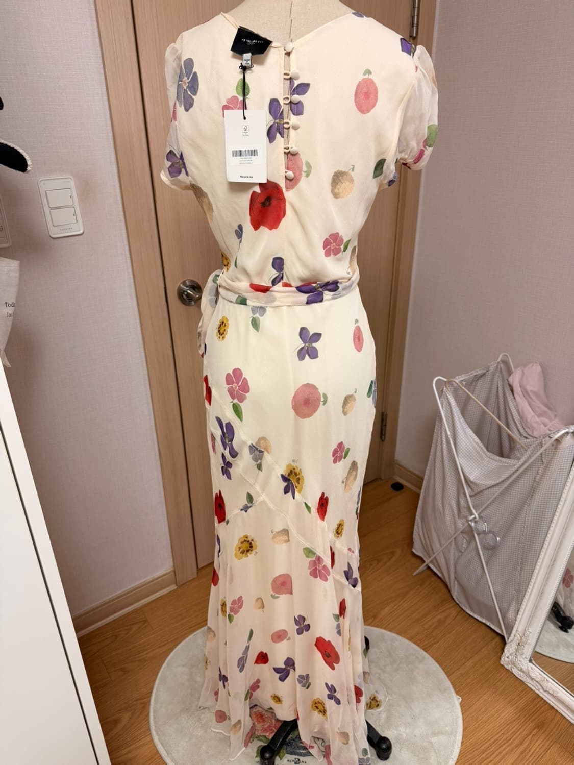 77사이즈) 리포메이션 wheeler 실크 쉬폰 드레스 플로럴 롱원피스 상품이미지9