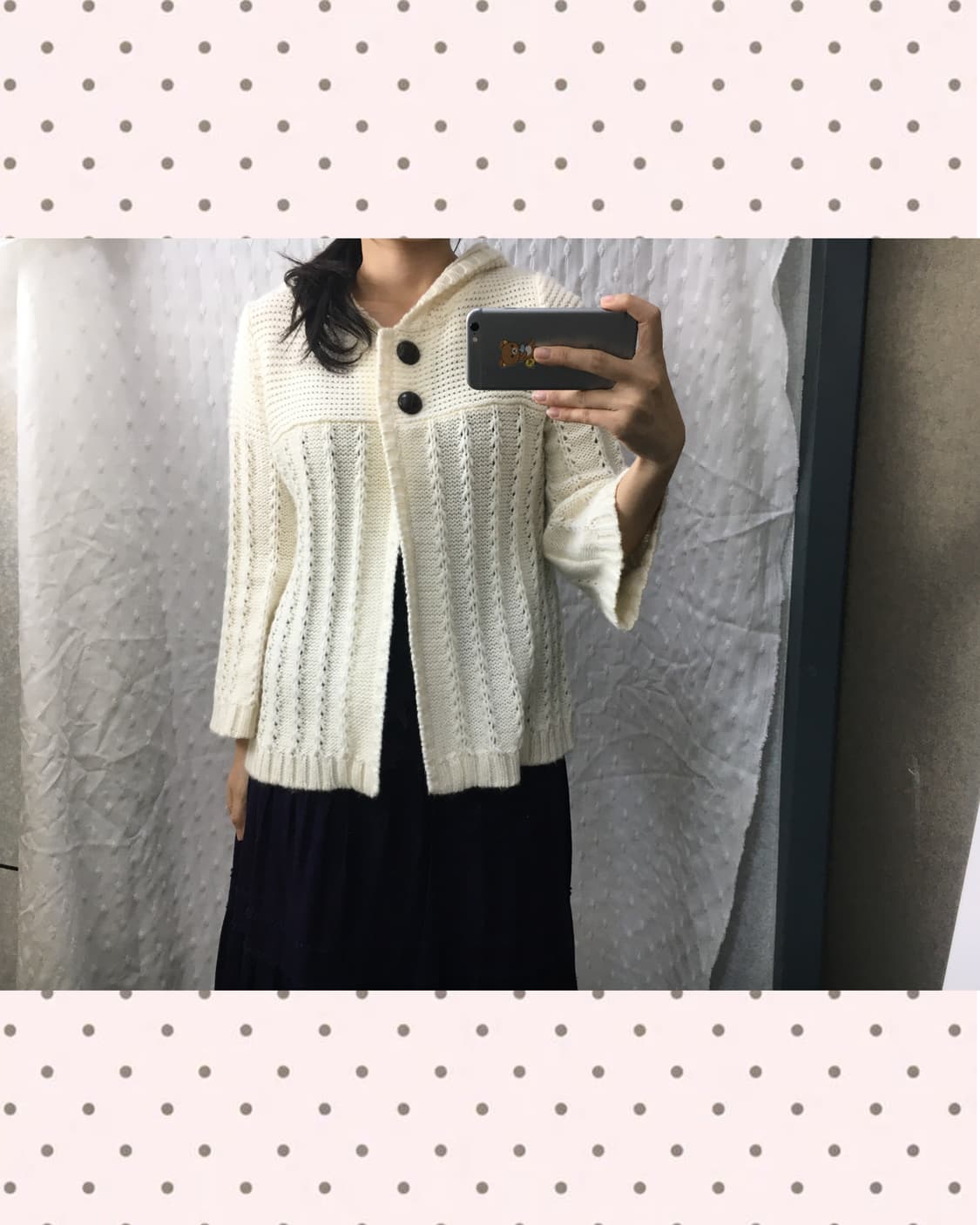 아이보리 투버튼 후드 가디건 상품이미지2